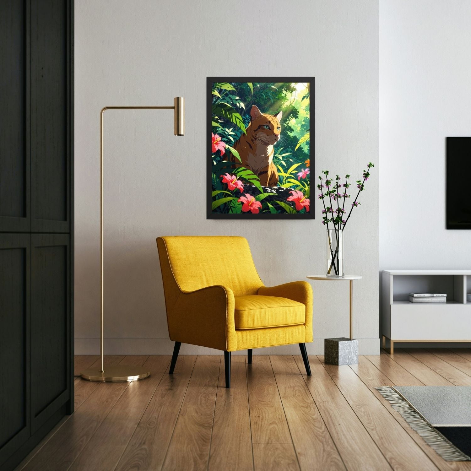 Art mural Chat Floral