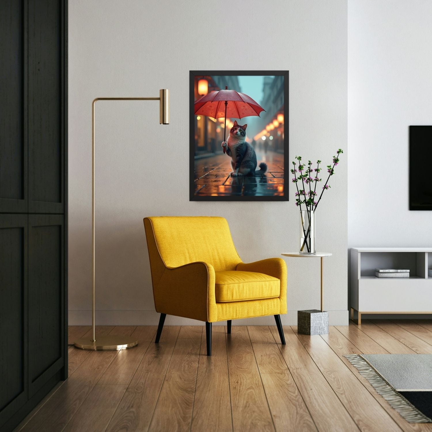 Art mural Chat Pluvieux