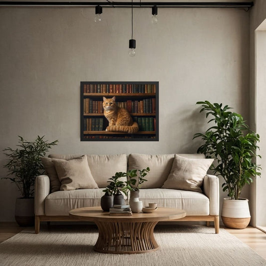 Cadre mural Chat Erudit Bibliophile 