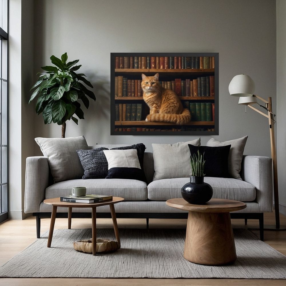 Art mural Chat Erudit Bibliophile 