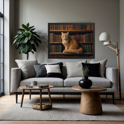 Art mural Chat Erudit Bibliophile 