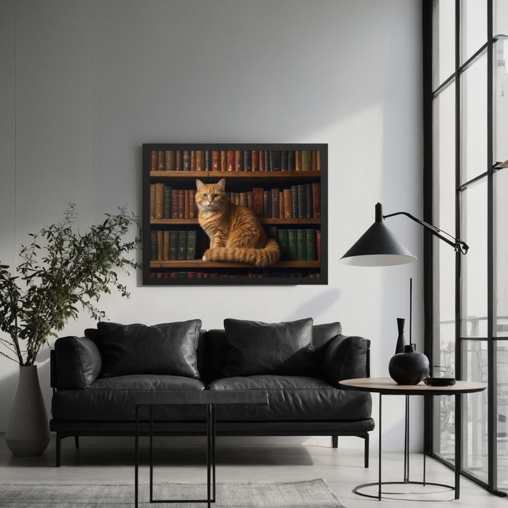 Œuvre murale Chat Erudit Bibliophile 