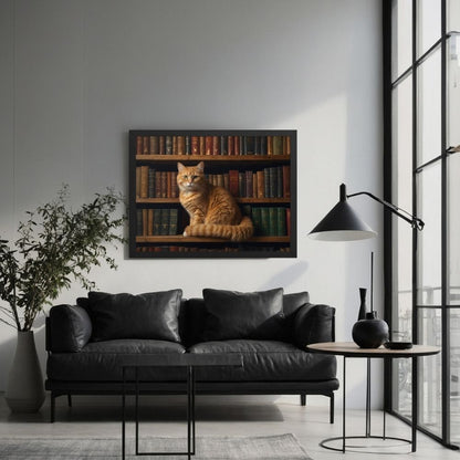 Œuvre murale Chat Erudit Bibliophile 