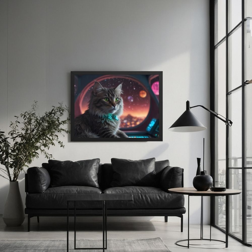 Œuvre murale Chat Cosmique