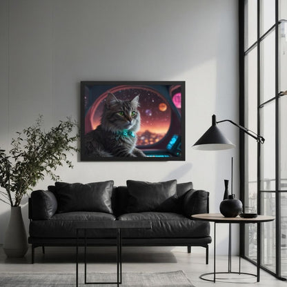 Œuvre murale Chat Cosmique