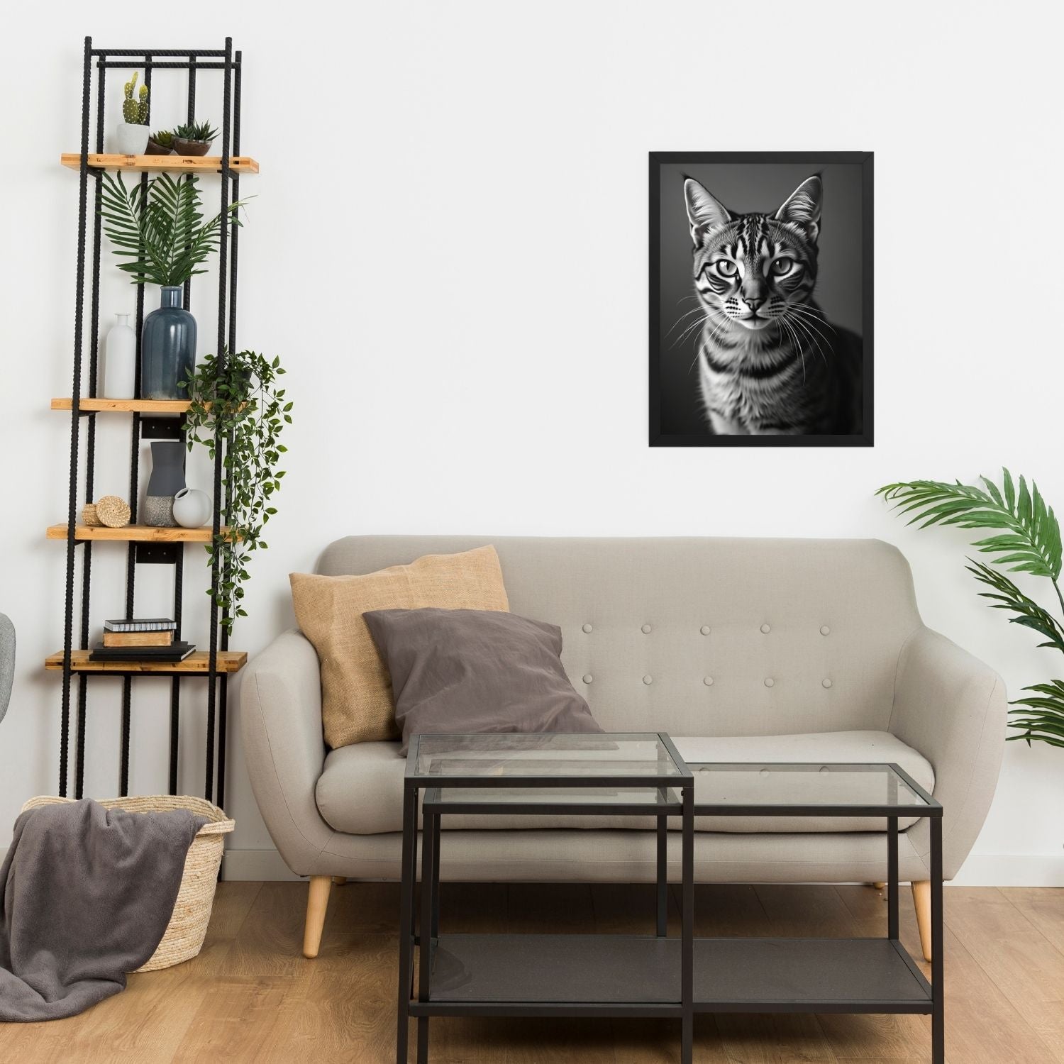 Œuvre murale Chat Énigmatique Monochrome 