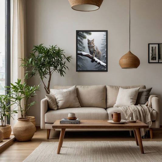 Cadre mural Chat Hivernal