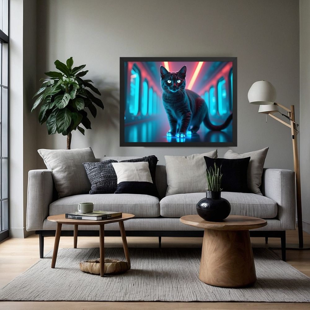 Art mural Chat Futuriste