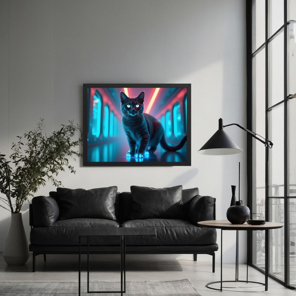 Œuvre murale Chat Futuriste