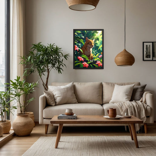 Cadre mural Chat Floral
