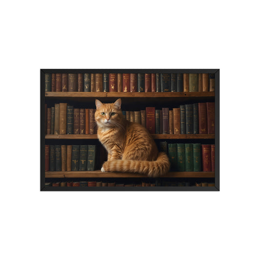 Tableau Chat Erudit Bibliophile 