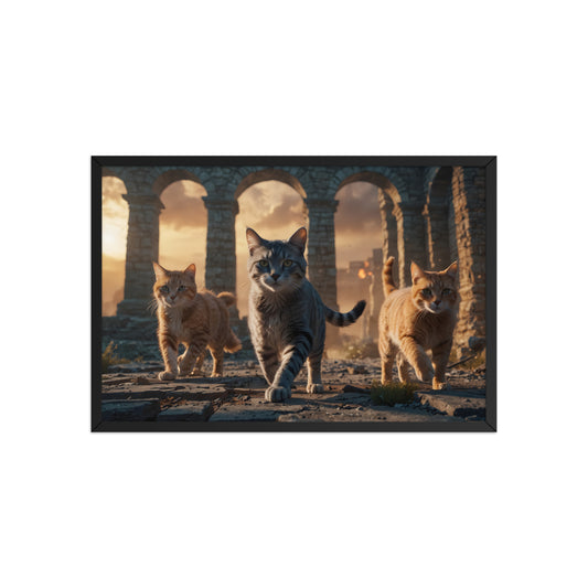 Tableau Triade de Chats Aventureux